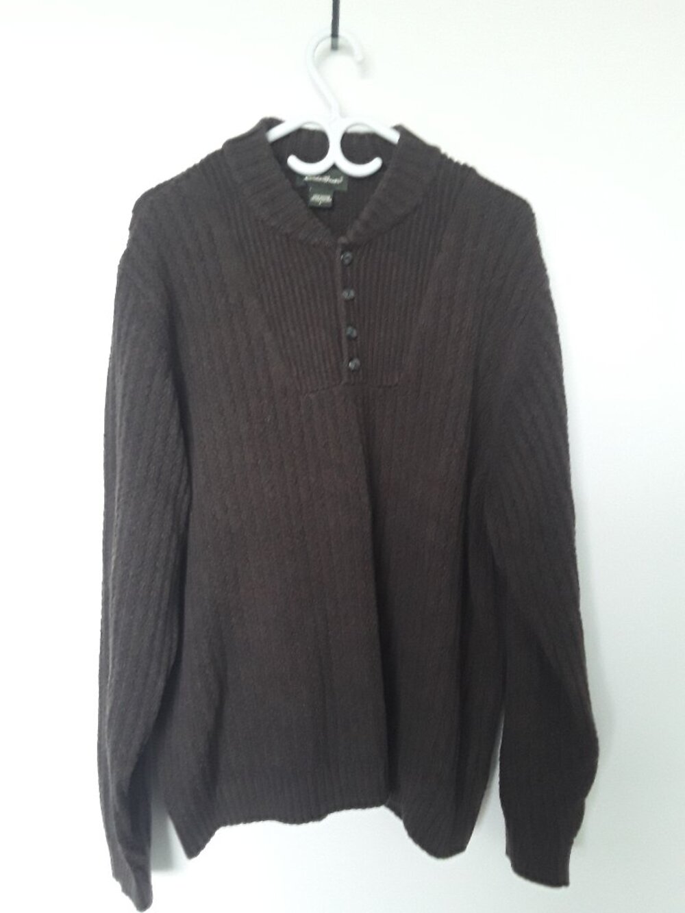 Eddie Bauer Sweater 4 Button Henley Men Sz Med 100% Cotton Baumwolle Thick Knit
